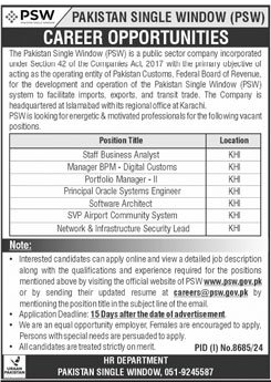 Jobs in Pakistan Single Window Islamabad